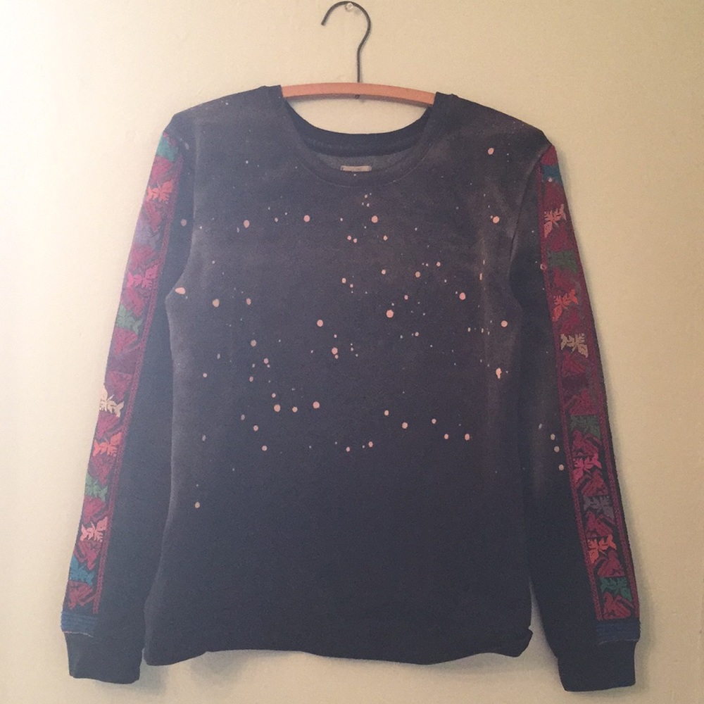 Novelty Embroidered Dye Tech Boho Sweatshirt